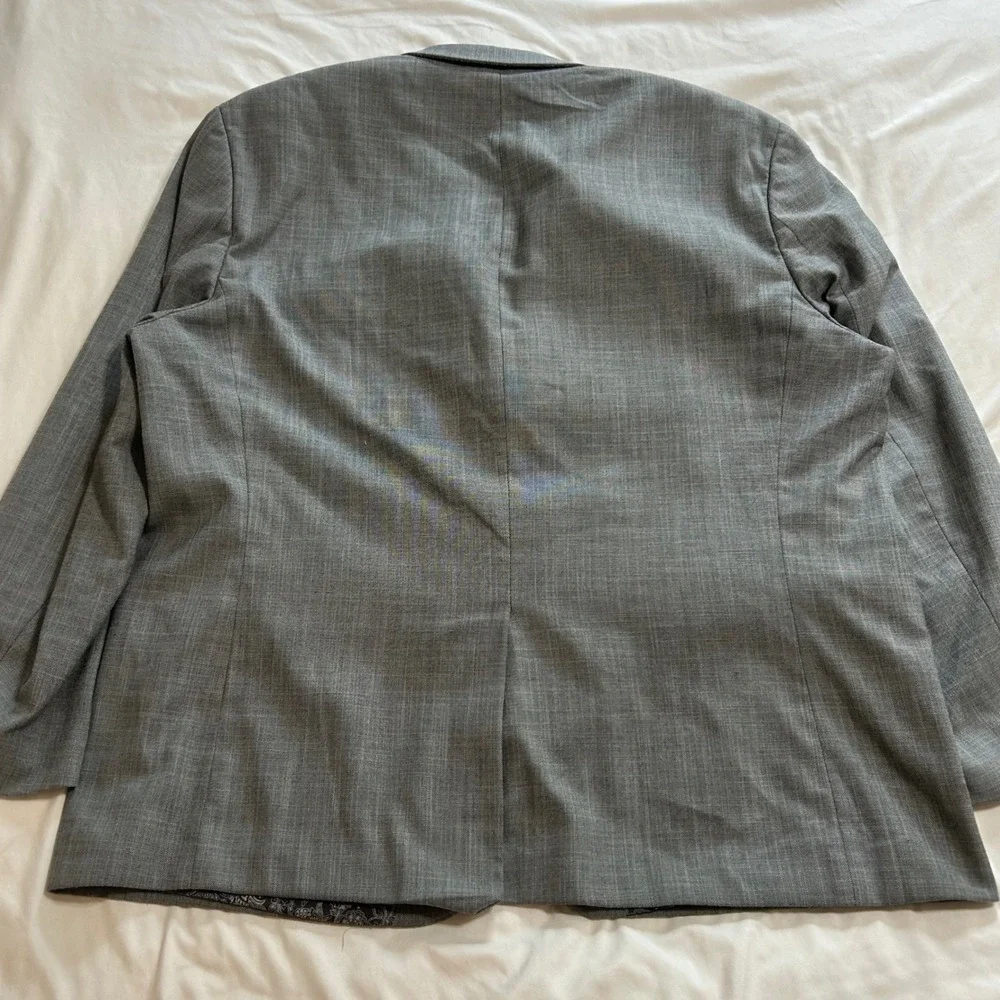 Chaps Mens Gray Two Button Blazer Sport Coat Paisley Lining Size 44R
